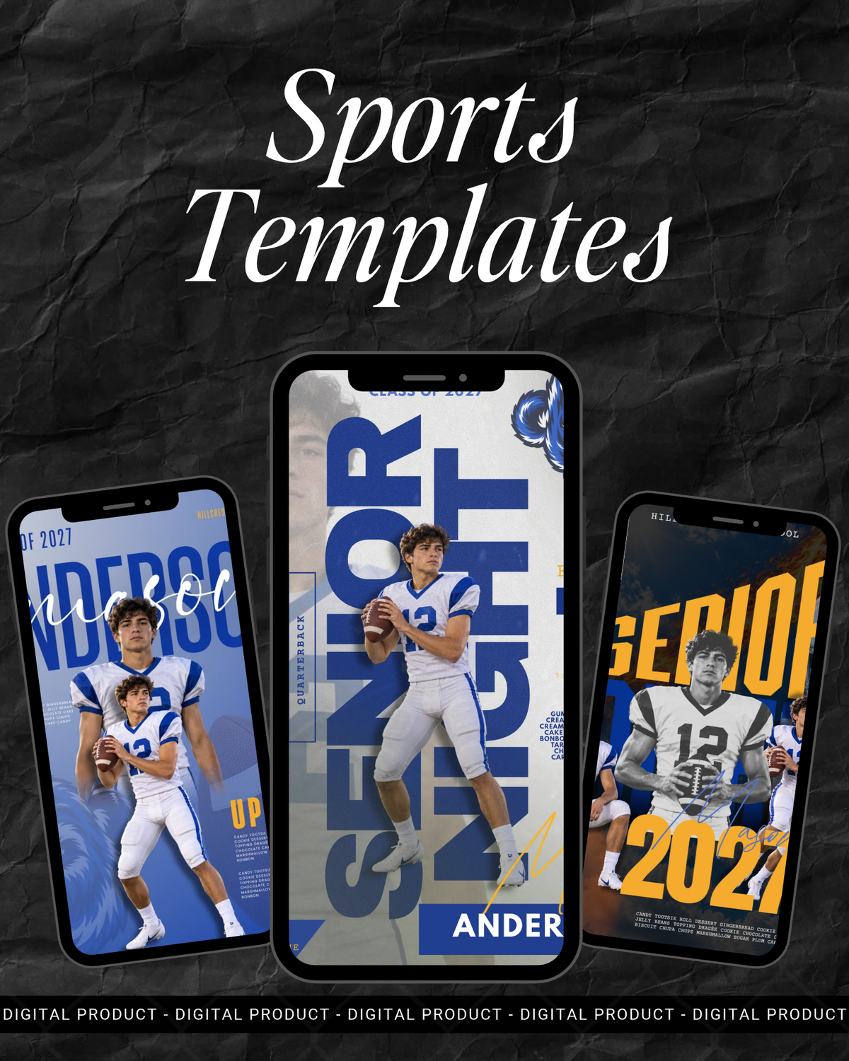 Sports Templates: editable Canva senior night and athlete templates, Masemo Studio