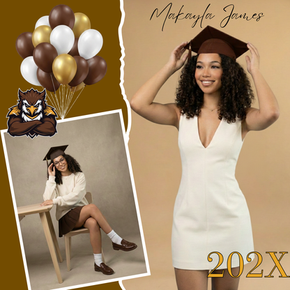 Brown & Gold Graduation Invitation Template Bundle | Editable Canva Grad Party Invite
