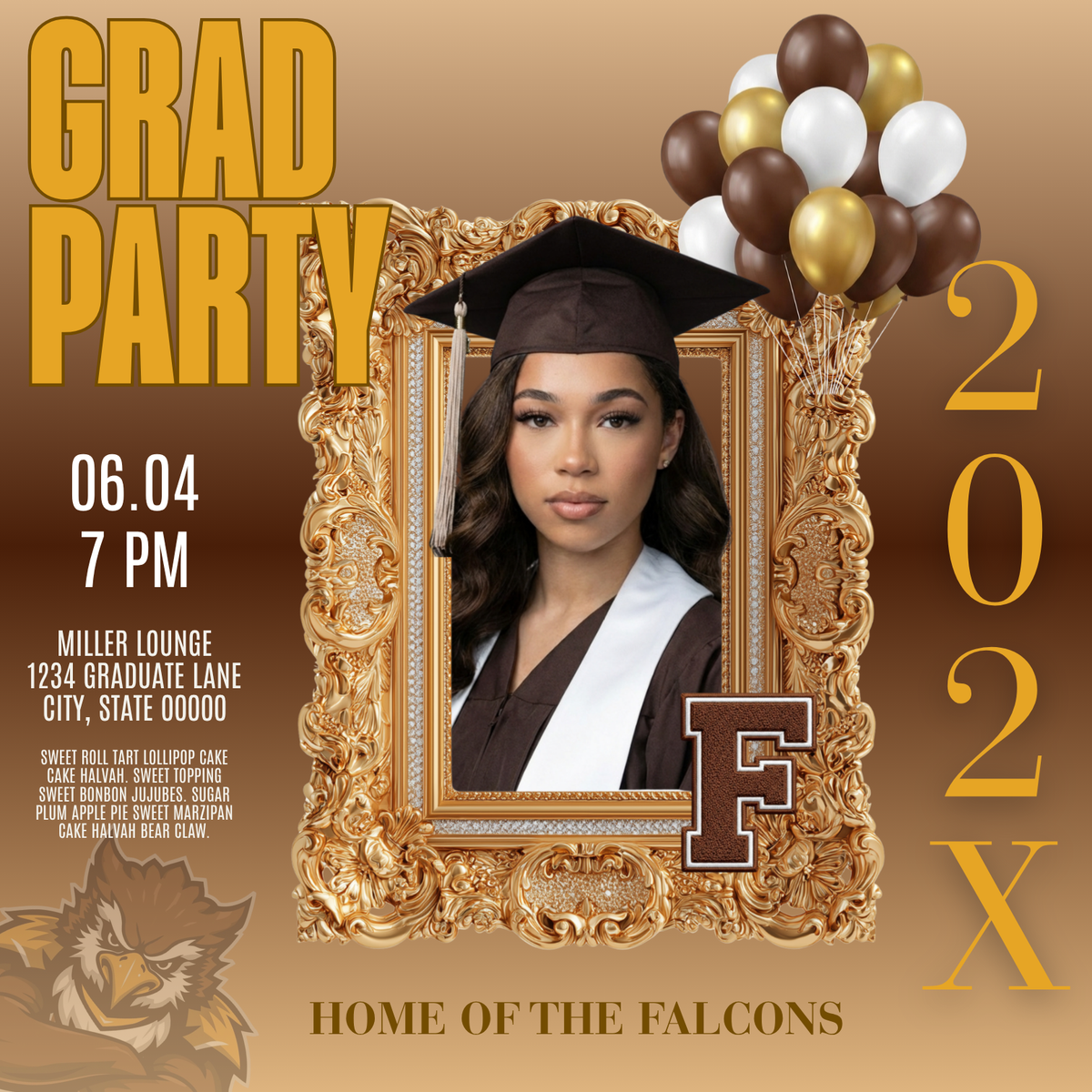 Brown & Gold Graduation Invitation Template Bundle | Editable Canva Grad Party Invite